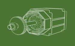 Diagram of an electric motor with a rotar and sprocket 