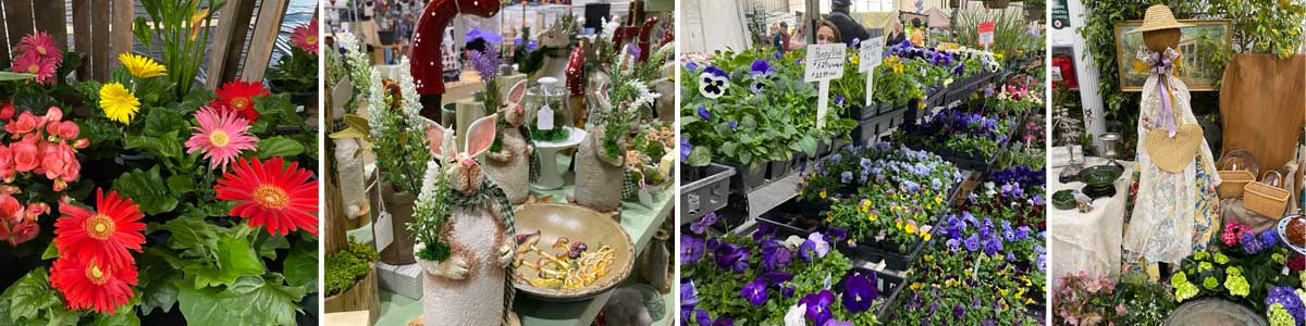 A photo collage of booths from the Annual Flower & Garden Show