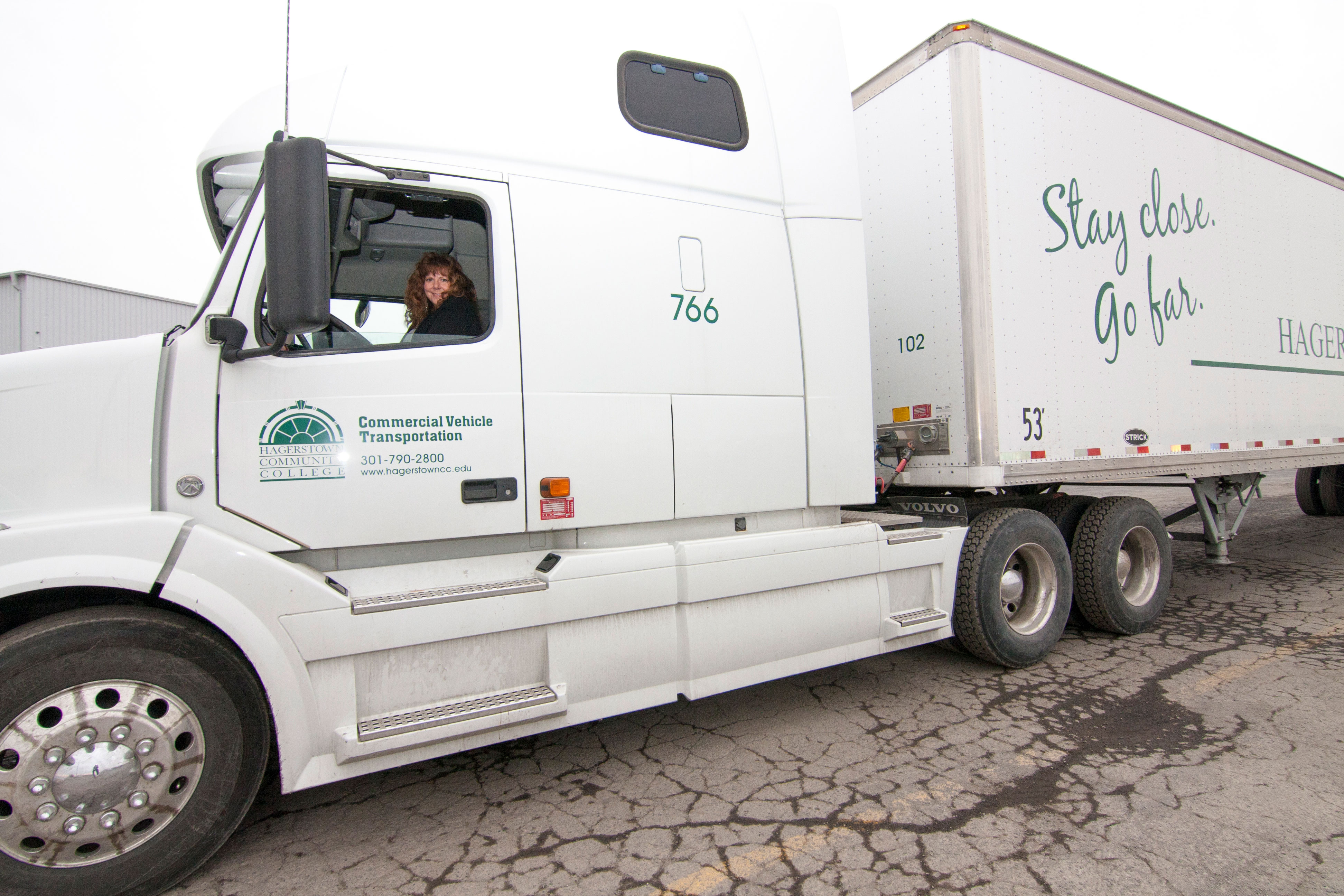 CDL student sitting in cabin of HCC truck