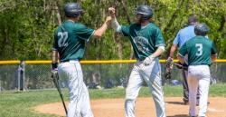 HCC Hawks baseball players celebrating a good play